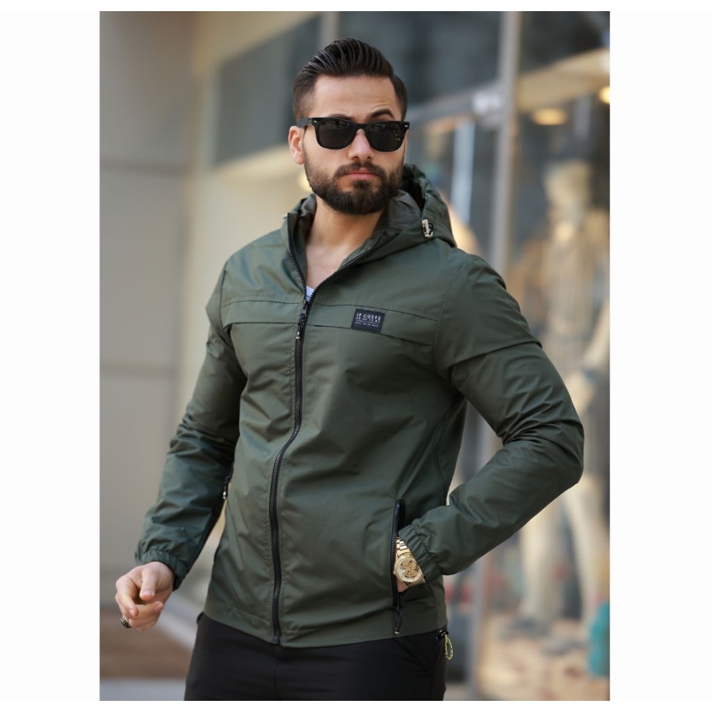 Jaket Parasut Windbreaker Waterproof Terbaru Hijau Army