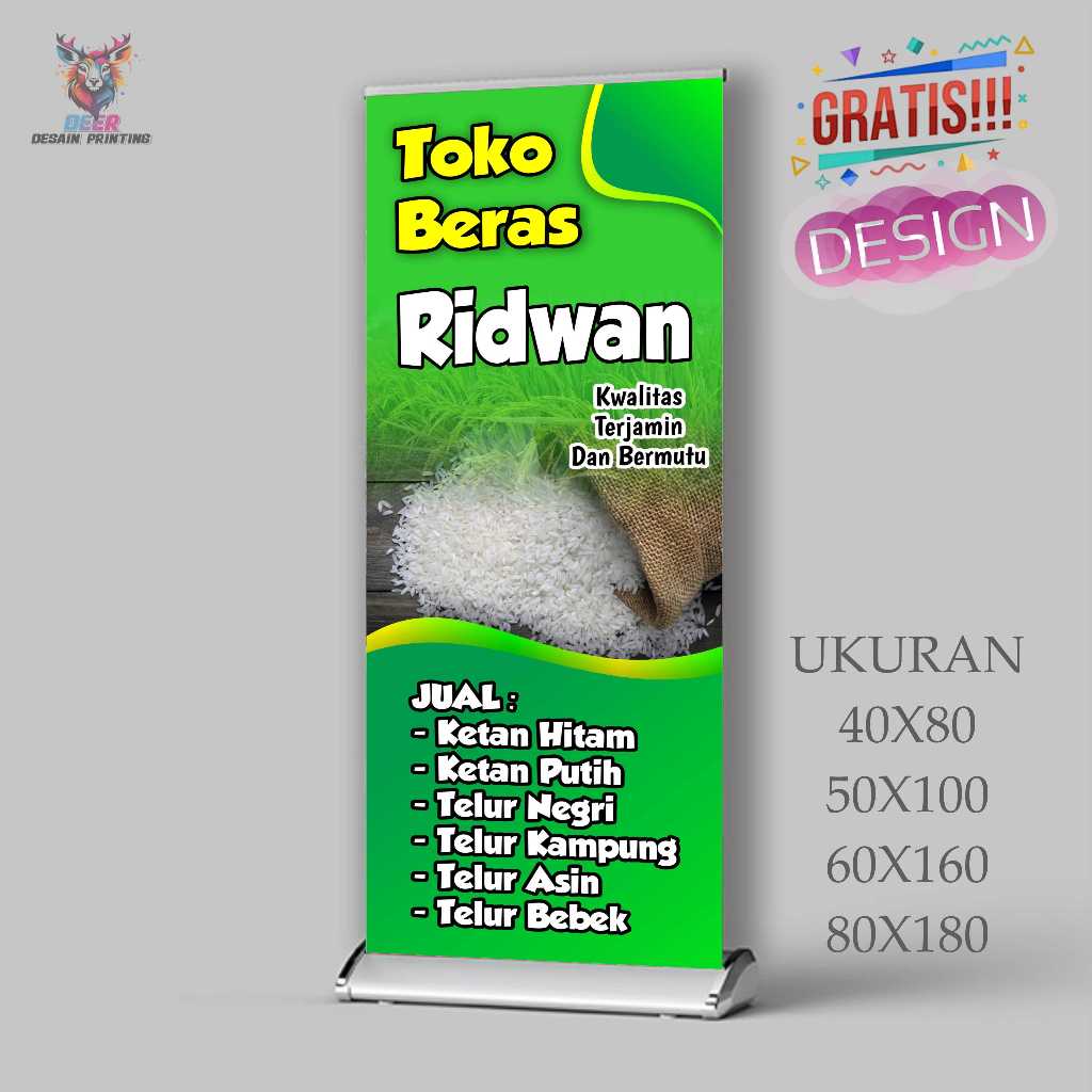Cetak Spanduk Cetak Banner TOKO BERAS RIDWAN  Costom Desain