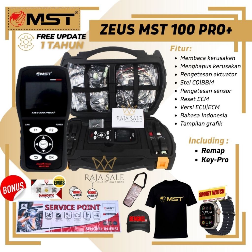 Scanner Motor Injeksi Universal MASTER ZEUS MST 100 PRO PLUS, Scaner Universal Terlengkap Dengan Fit