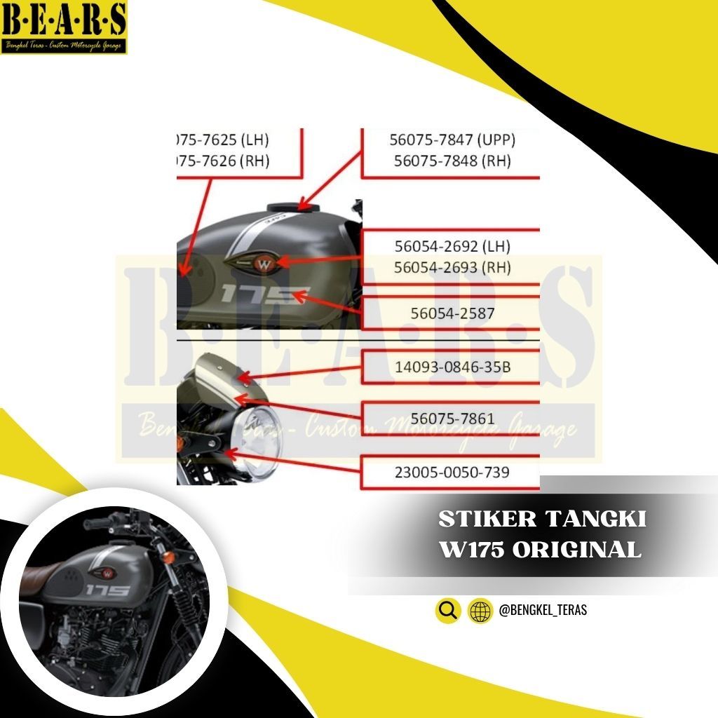 Stiker tangki Sticker Mark Fuel tank W175 Cafe