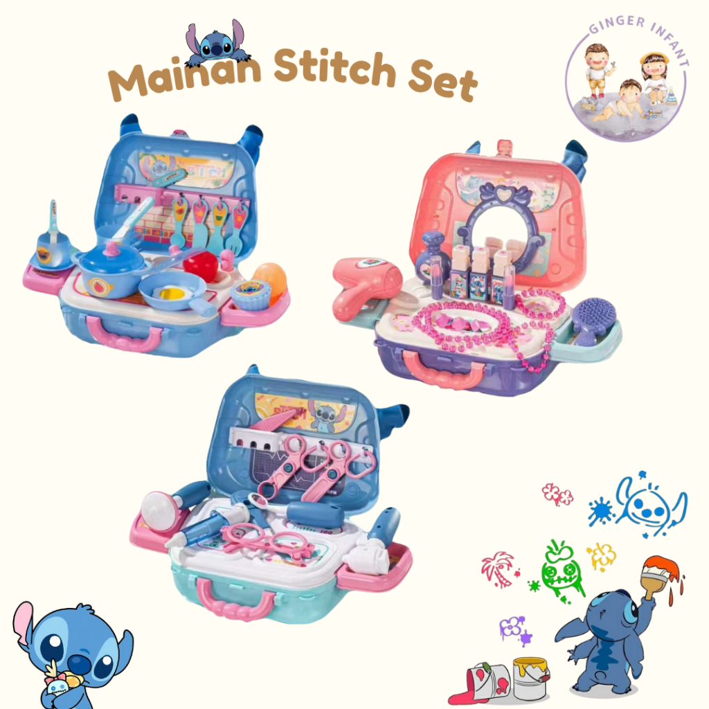 GINGERINFANT DISNEY stitch kitchenware backpack stick makeup stick doctor mainan anak