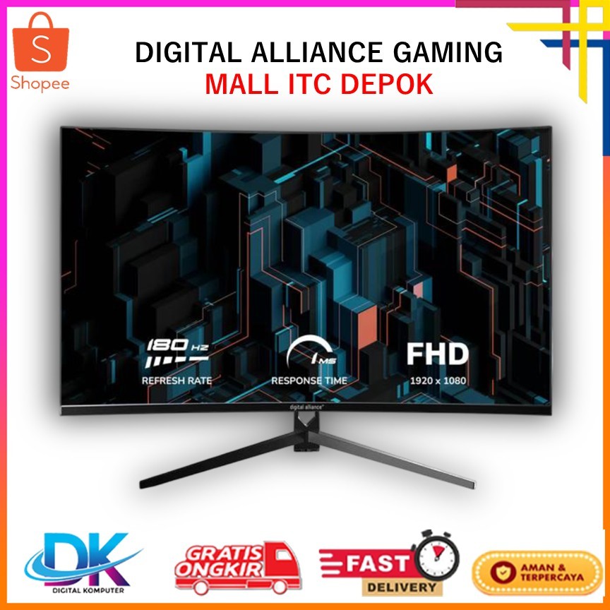 DIGITAL ALLIANCE GAMING MONITOR 27 INCH CURVE FHD 1080P 1MS 180HZ DA27-GAM180CT 2Y