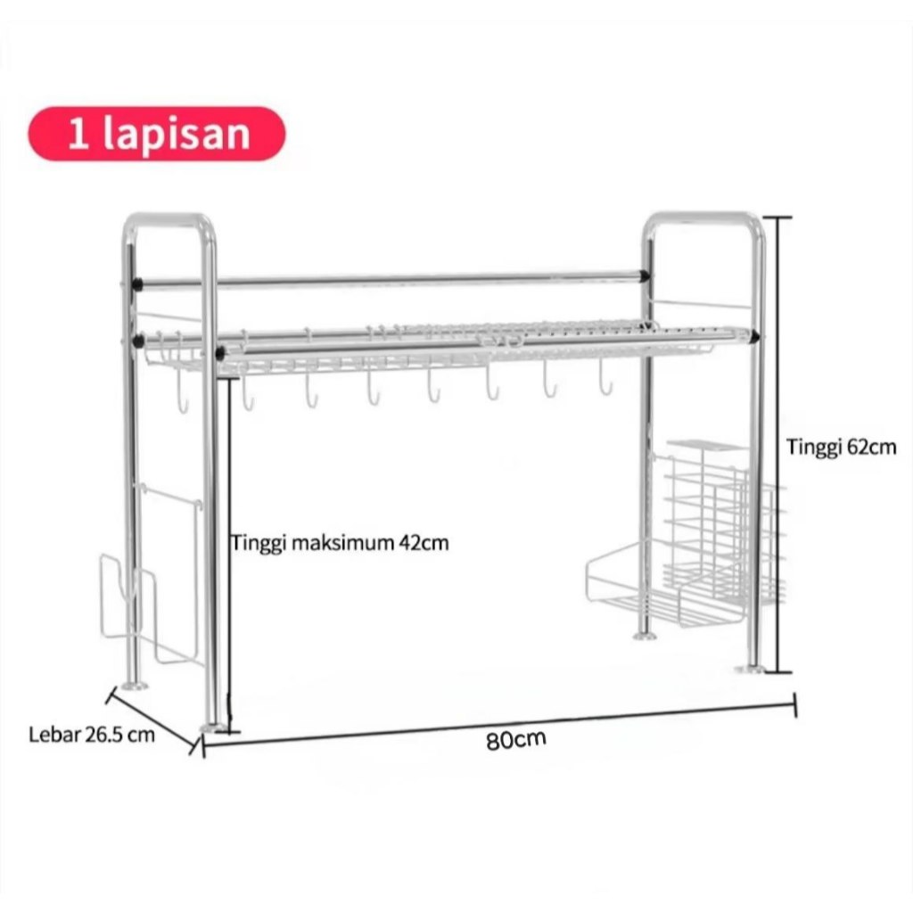 Terlaris Rak wastafel cuci piring Stainless Steel Rak Dapur Rak Piring besar