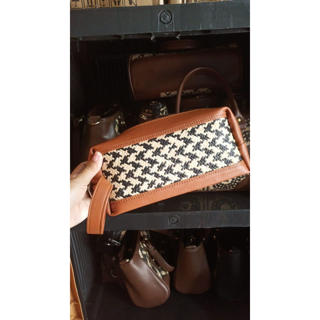 Handbag kapsul besar anyaman rotan tas wanita handbag clutch
