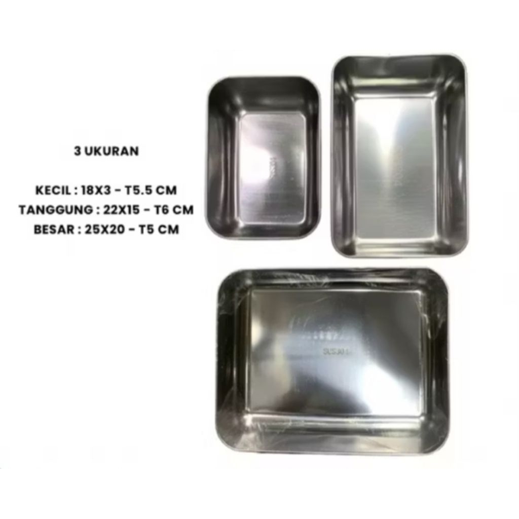 Baki Stainless Steel tutup plastik transparan sinda