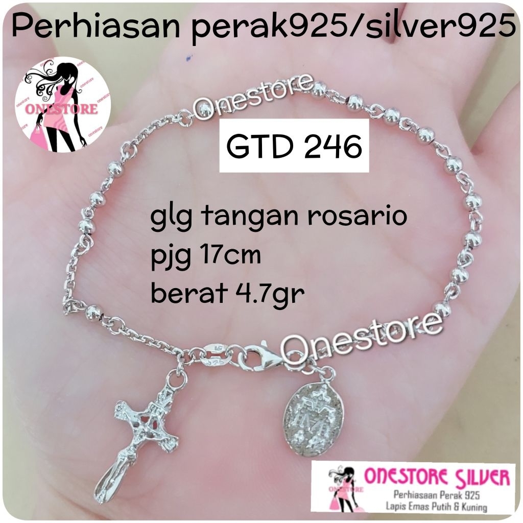 GELANG TANGAN ROSARIO PERAK 925 LAPIS MAS PUTIH GTD 245 , GTD 246