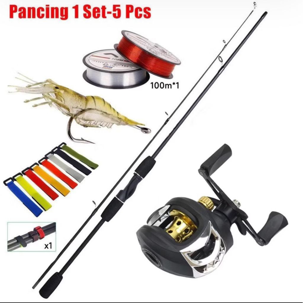 Metal Spool Baitcasting Fishing Reel Carbon Fiber Baitcasting Fishing Rod Uman Pancing Set