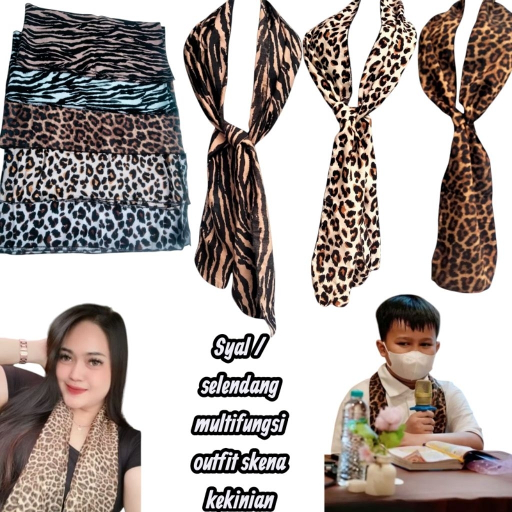 syal motif leopard bandana syal motif macan tutul /syal leher /selendang