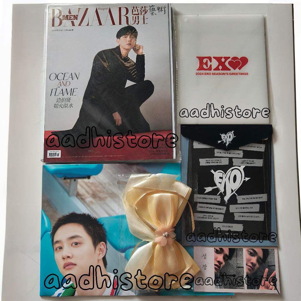 Merch EXO official magz bazaar baekhyun pouch seasons greetings pita lightstick 2cut photo blossom p