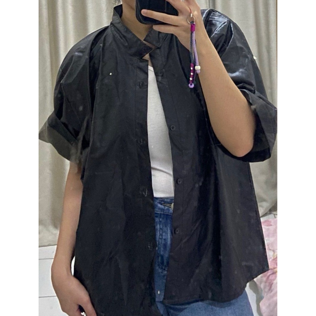 026 Kemeja Kulit Black Leather Shirt