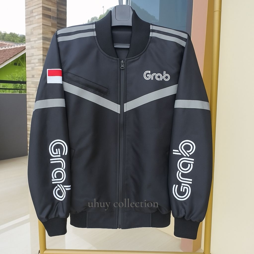 jaket ojol hitam bomber//jaket Grb //jaket taslanwater proof