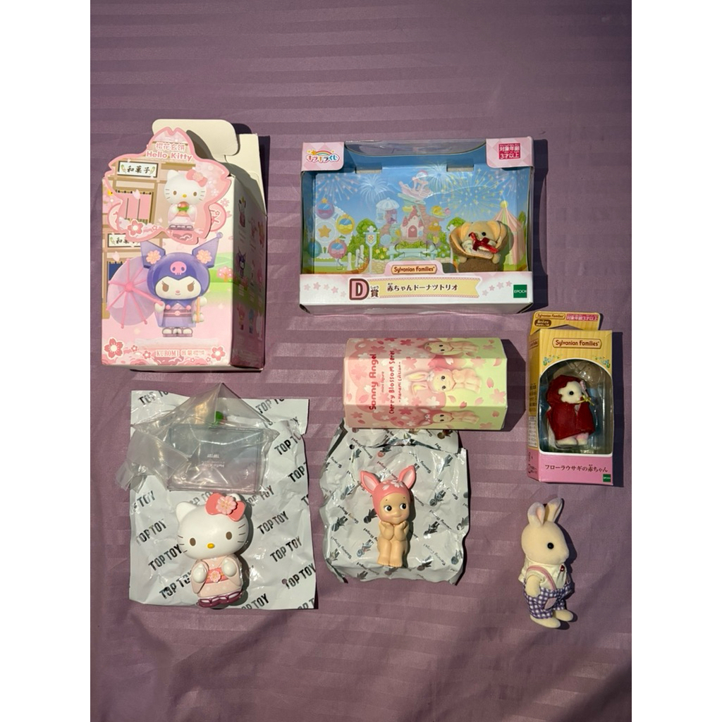 [READY STOCK] Sylvanian Families Lavender Family Flora Rabbit Ciel, Sanrio Sakura Hello Kitty, Minis