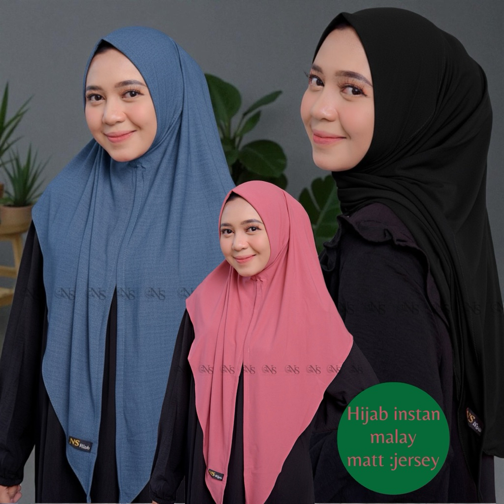 Hijab instan Segitiga Malay jersey Premium By NS Ori