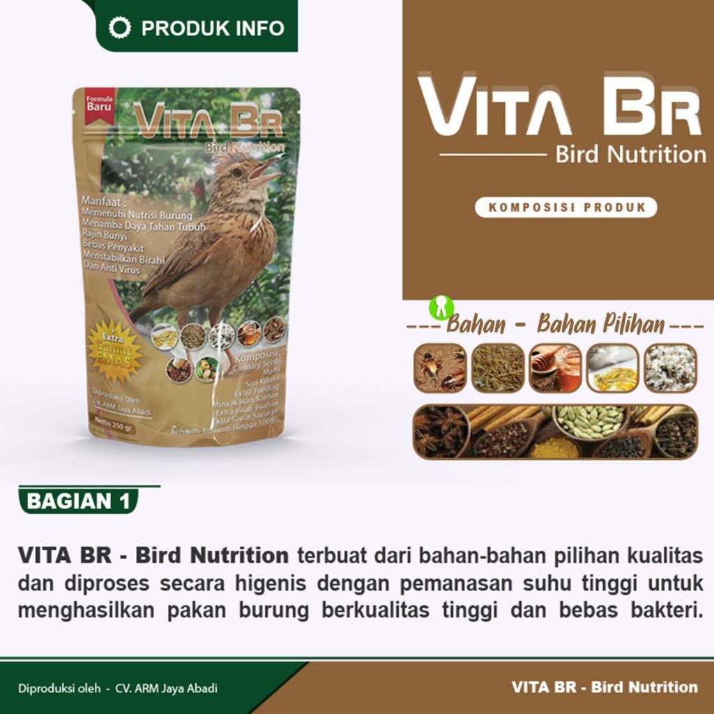 1kg - Vita Br Pakan Burung Branjangan Parva Java Gacor - Pakan Harian Racikan Herbal Tradisional - P