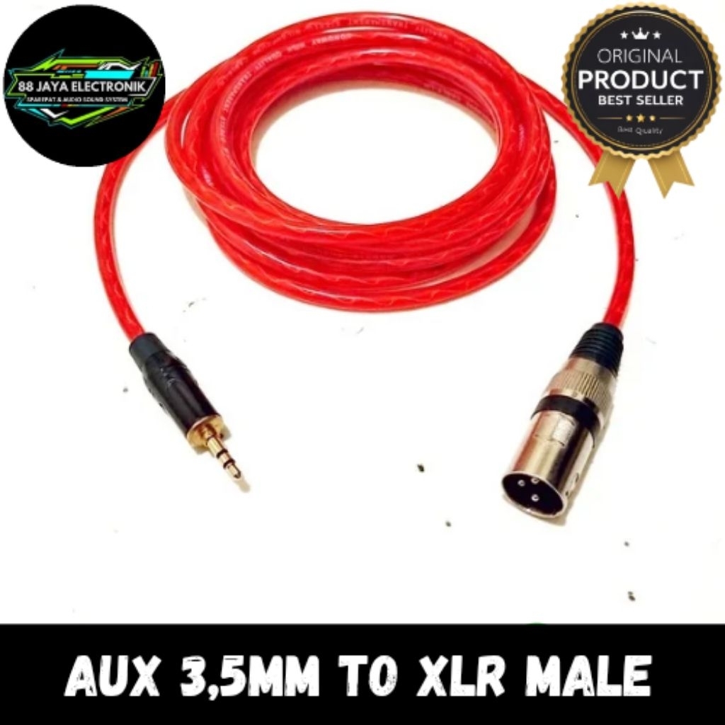Kabel aux jack 3,5 stereo to jack xlr male kabel hp ke mixer