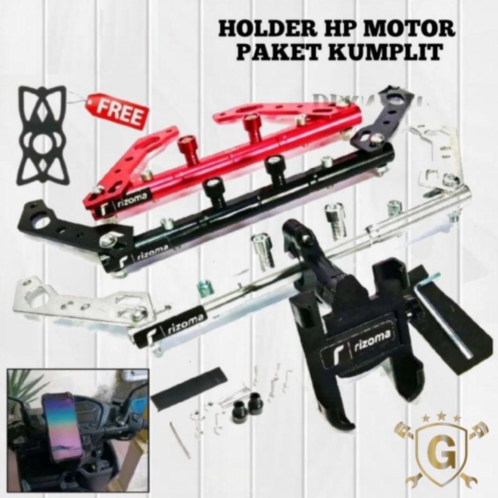 Holder HP Motor Paketan Lengkap + Stabilizer Spion Motor Vario new, Nmax, Aerox, Beat, Lexi DLL