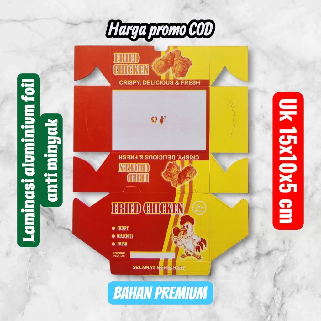 KARDUS BOX FRIED CHICKEN/KERTAS FRIED CHICKEN/KEMASAN FRIED CHICKEN