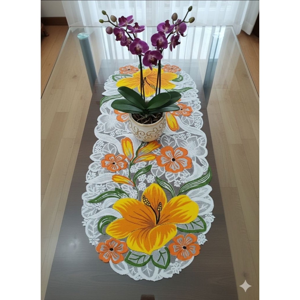 TAPLAK MEJA OVAL/ TAPLAK MEJA RUANG TAMU ELEGAN DAN MEWAH