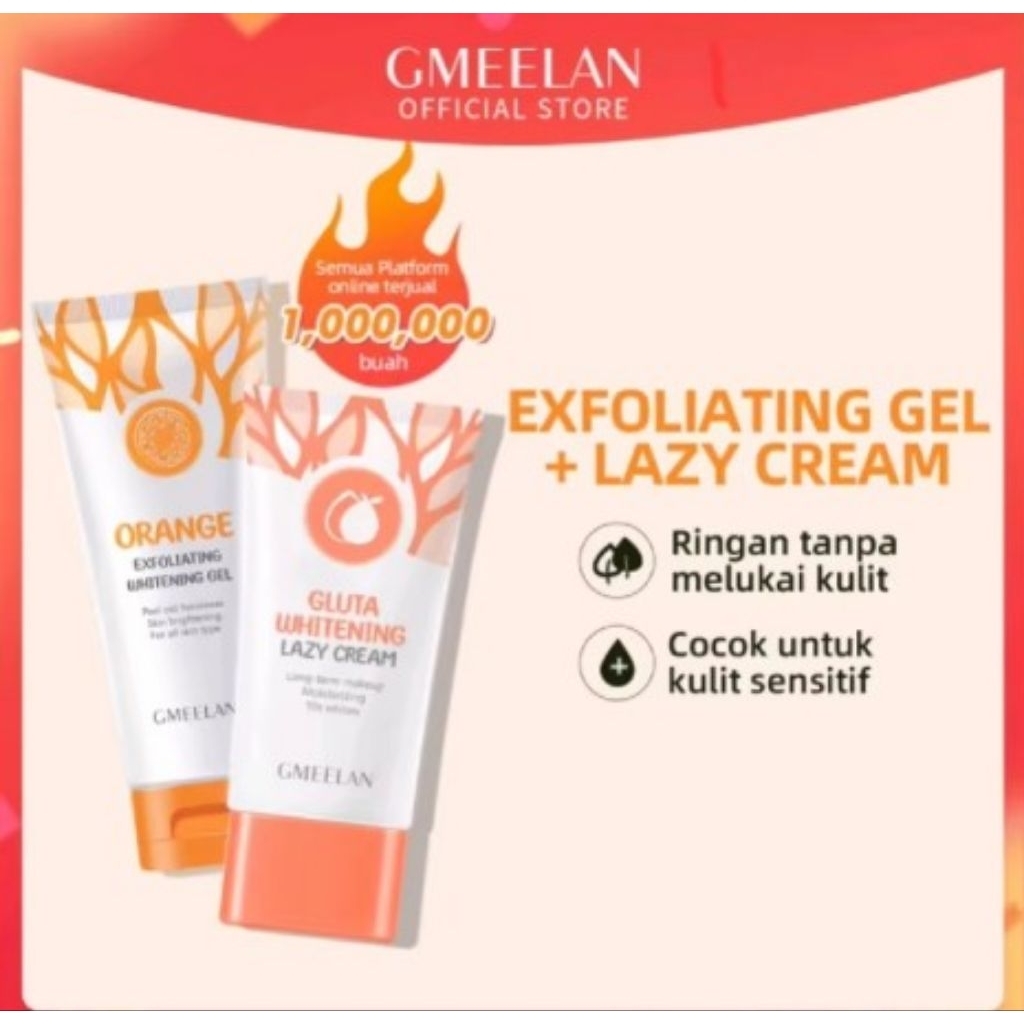 GMEELAN GLUTA WHITENING LAZY CREAM PEMUTIH WAJAH MEMUDARKAN PORI PORI