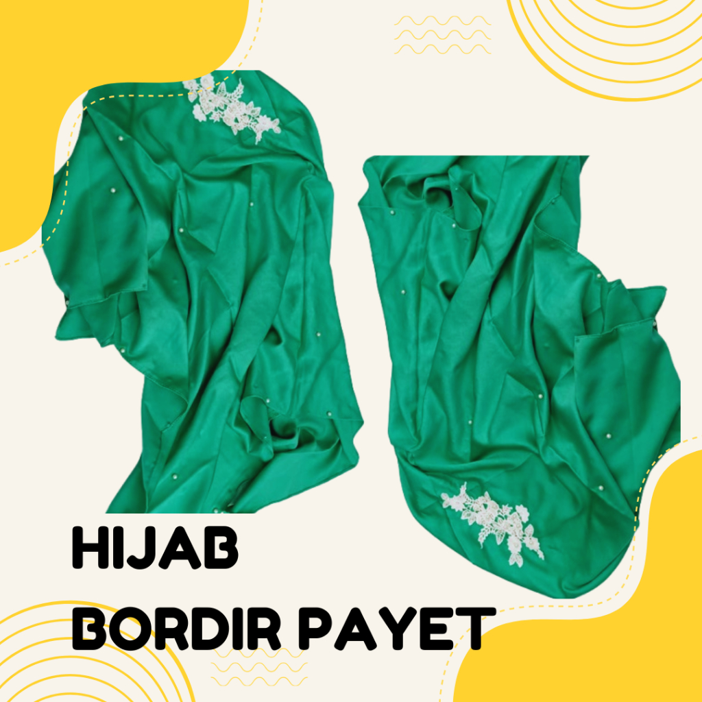 HIJAB SEGI EMPAT / HIJAB BORDIR PAYET / BORDIR MUTIARA