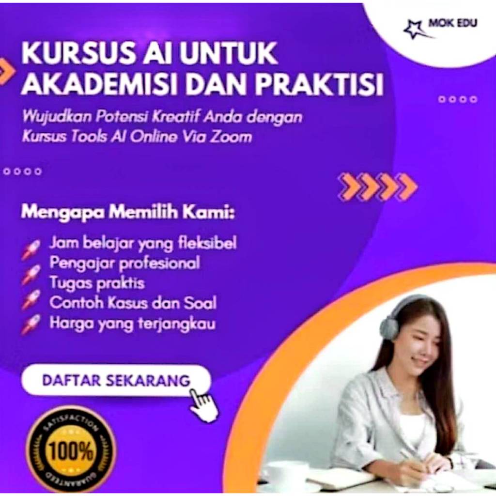 Kursus Pelatihan Optimalisasi AI Akademik Scipace, ChatGPT, Scite, MOK, DeepL, Claude, Jenni. Berser