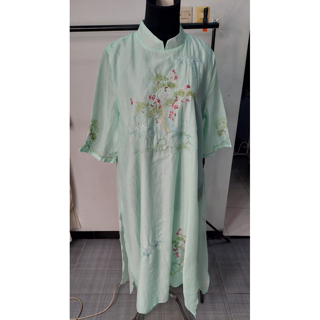 Dress cheongsam hijau mint big size