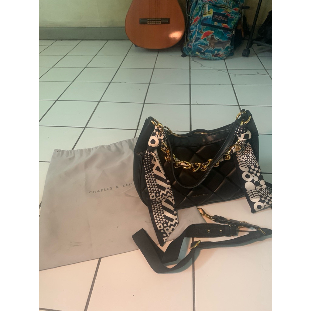 Original Charles & Keith Alcott Scarf Handle Quilted Bag