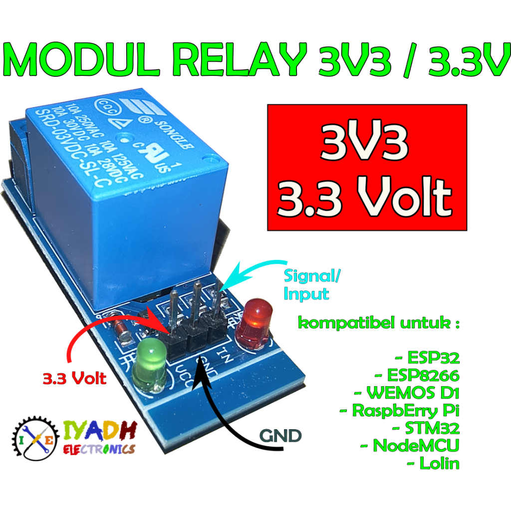 Modul Relay 3V 3V3 3.3 Volt untuk ESP8266 ESP32 ESP-01 WEMOS relay Modul 1Ch