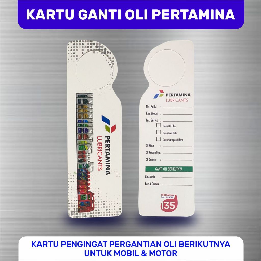 KARTU GANTI OLI PERTAMINA || Kartu pengingat pergantian oli Berikutnya Untuk Mobil & Motor