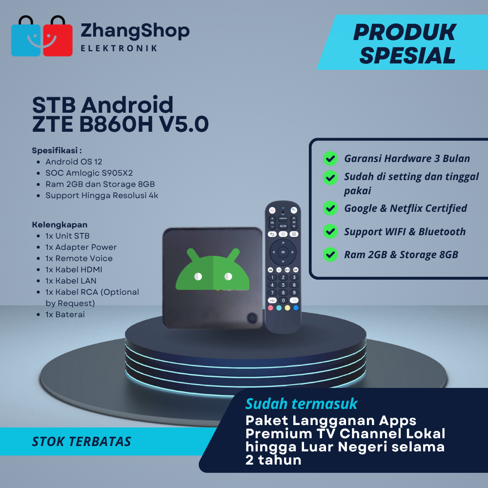 STB ZTE B860H V5 2/8GB CFW OS 12 Full Root Full Aplikasi Siap Pakai