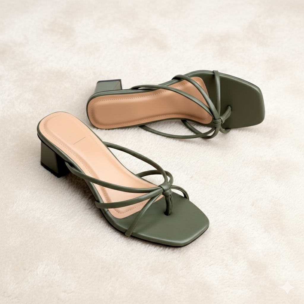 Sandal Hak Tahu Wanita 5cm Sepatu Kondangan