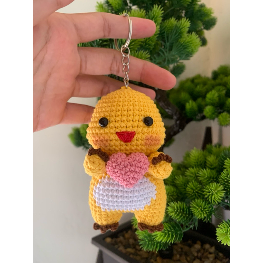 amigurumi aliong dino kuning keychain / gantungan kunci karakter dino