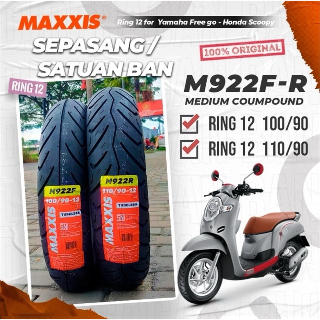 BAN TUBELESS MAXXIS M922F/M922R 100/90-12 & 110/90-12