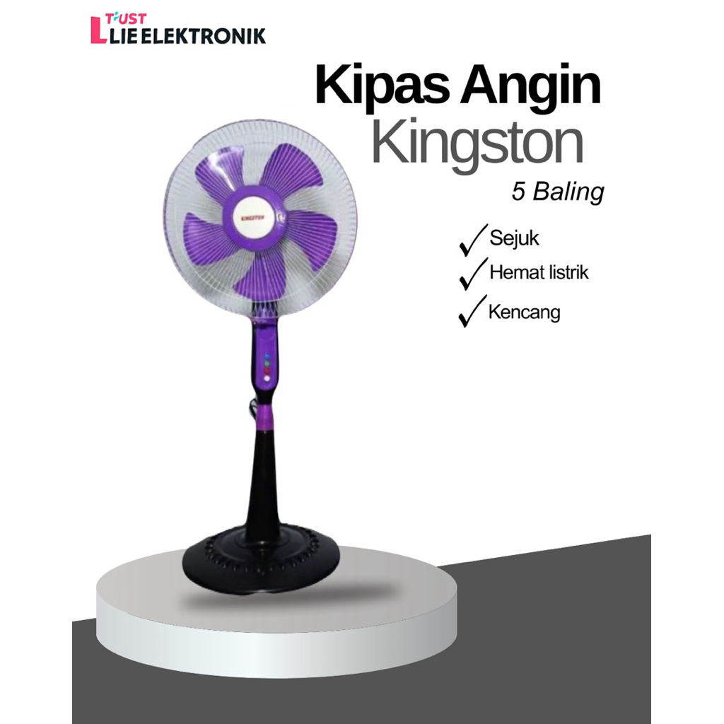Kipas Angin Berdiri Kingston 5 Baling Baling | angin kencang & hemat listrik