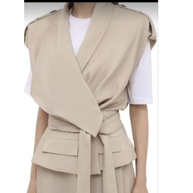 Vest Outer Kimono Lilit Wanita Korea Peplum Casual - Tanpa Lengan