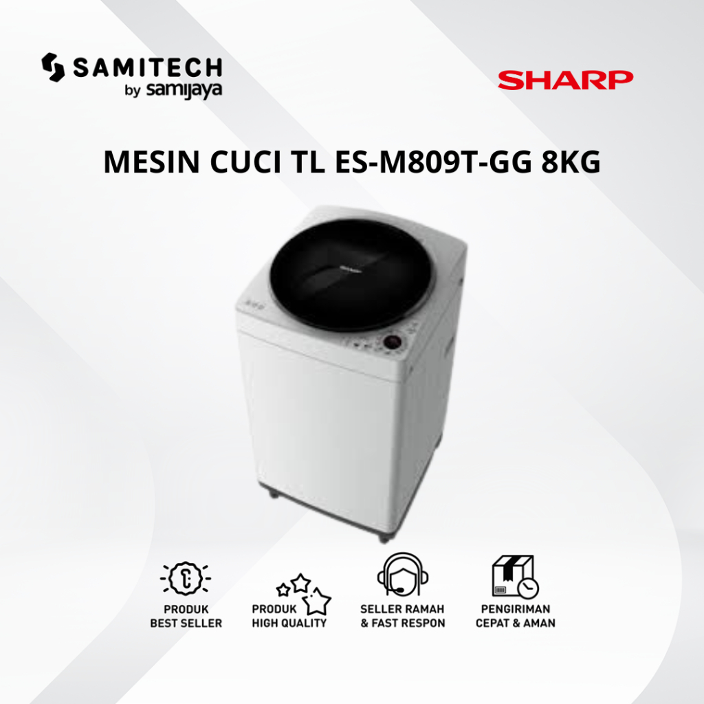 MESIN CUCI TOP LOADING SHARP ES-M809T-GG ES M809T 8KG BERGARANSI