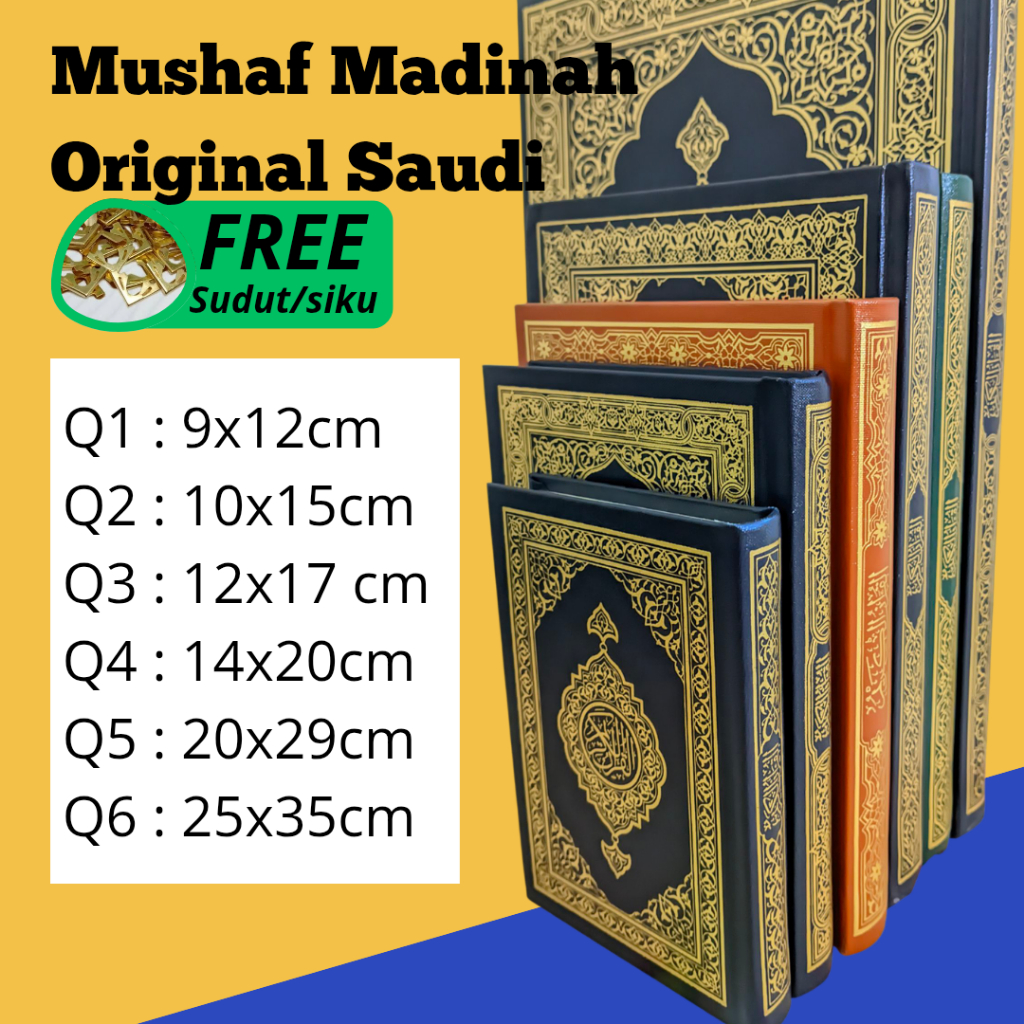 Mushaf Alquran Madinah Ukuran Q1 Q2 Q3 Q4 Q5 dan Jumbo Cetakan Madinah