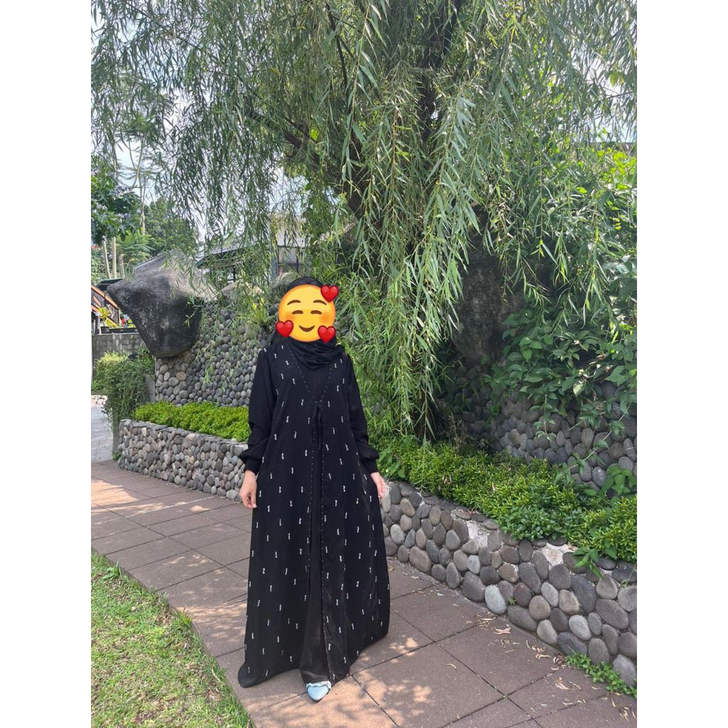 abaya rompi sifon full tabur swrosky + pasmina bertabur swrosky