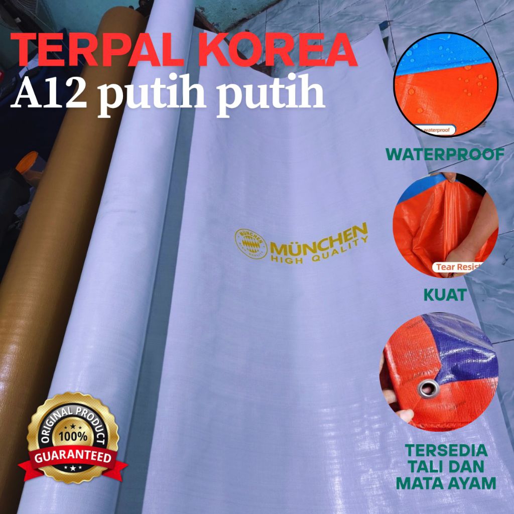 terpal plastik premium A12 warna putih ukuran 6x8 6x6 6x7 6x12 untuk tenda terop kwalitas super
