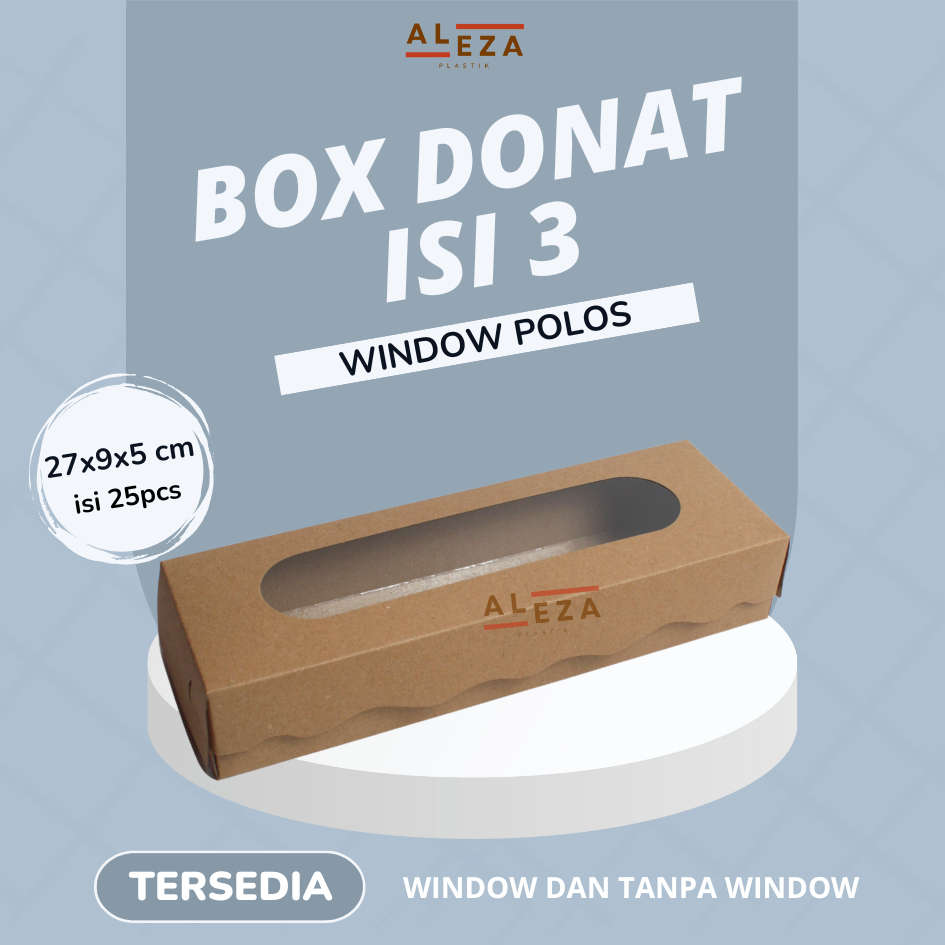 Box donat isi 3 | Dus donat isi 3 | Kotak Donat isi 3 Polos WIndow | Dus Donat Polos Jendela isi 25p