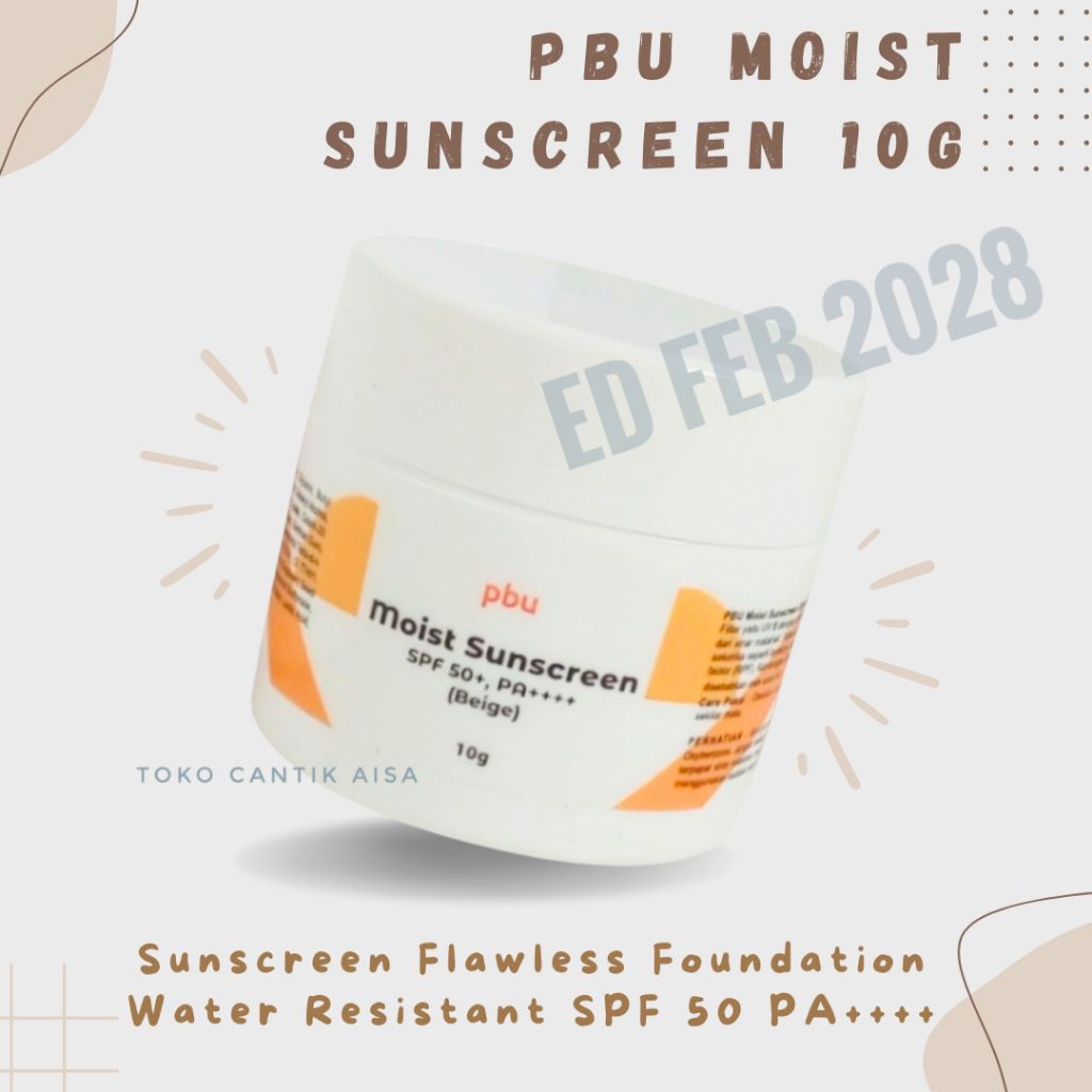 PBU Moist Sunscreen SPF 50 PA++++ Sunscreen Flawless Foundation + Water Resistant