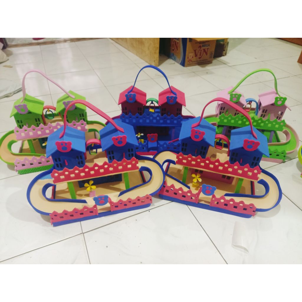 paket mainan rumah kelomang warna atap kembar jumbo