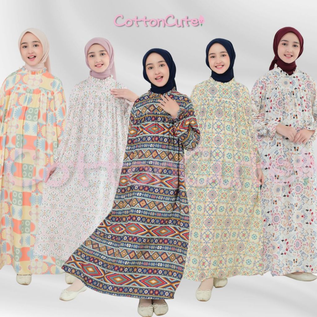 LUNARA DRESS Gamis Couple Anak dan Ibu Gamis Rayon Twill