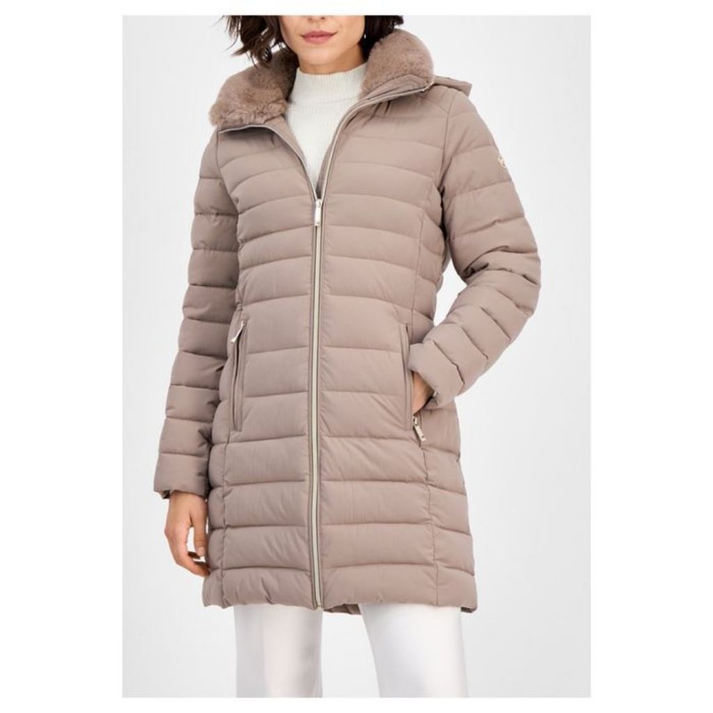 JAKET MK  FAUX FUR LIGHTWEIGHT PUFFER HOODIE WANITA