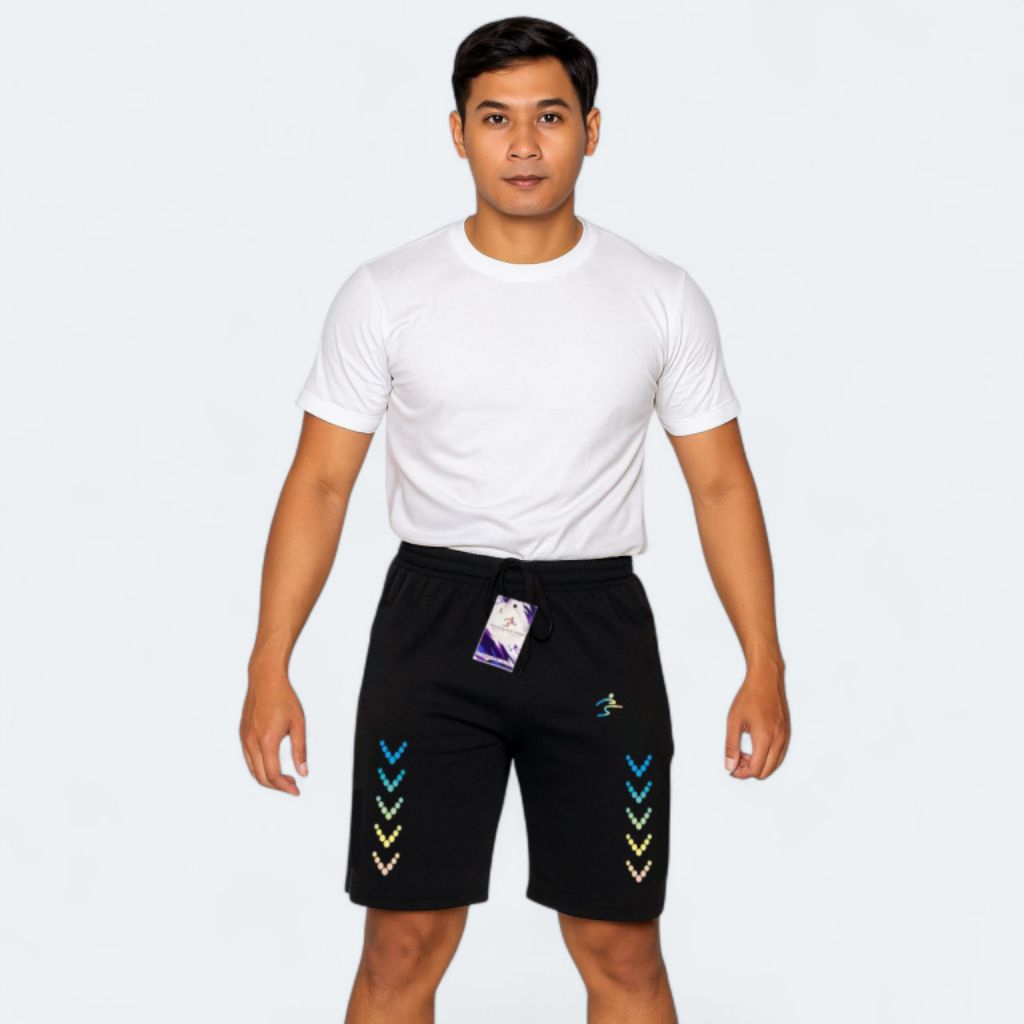 Celana Pendek Olahraga Resleting Pria Wanita Dewasa Unisex Kolor Jumbo Sport