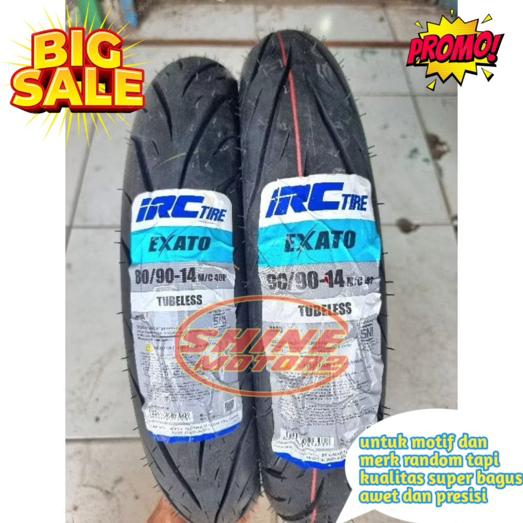 PAKET BAN TUBELESS 90/90-14 & 100/90-14 IRC SCT-004 +PENTIL / Ban Tubeless Ring 14 90/90