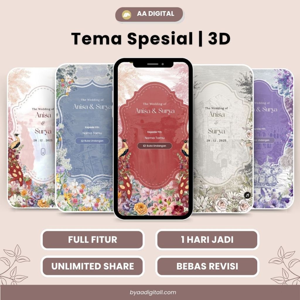 Undangan Digital Website Web Pernikahan Cantik,Rustic,Elegan,Unik