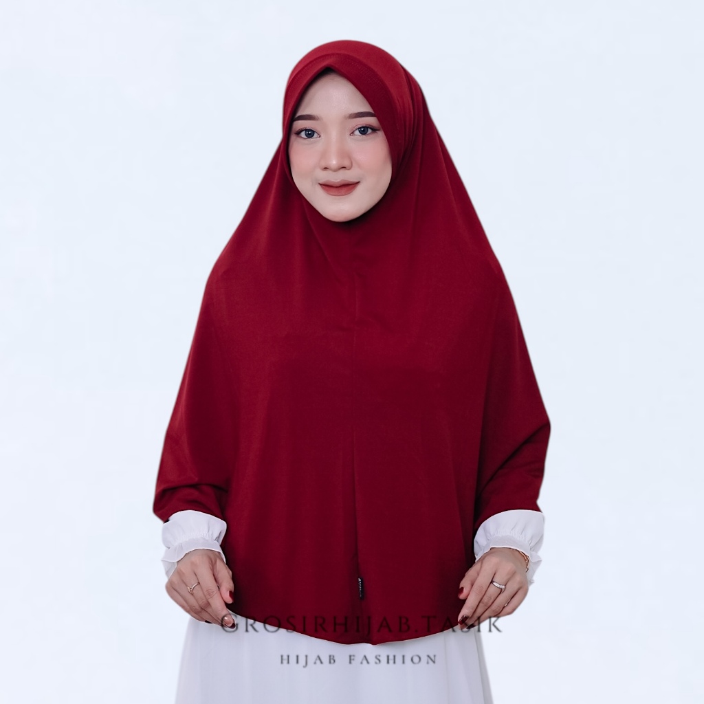 CHR HIJAB KERUDUNG POLOS JERSEY SUPER WARNA MAROON ORIGINAL