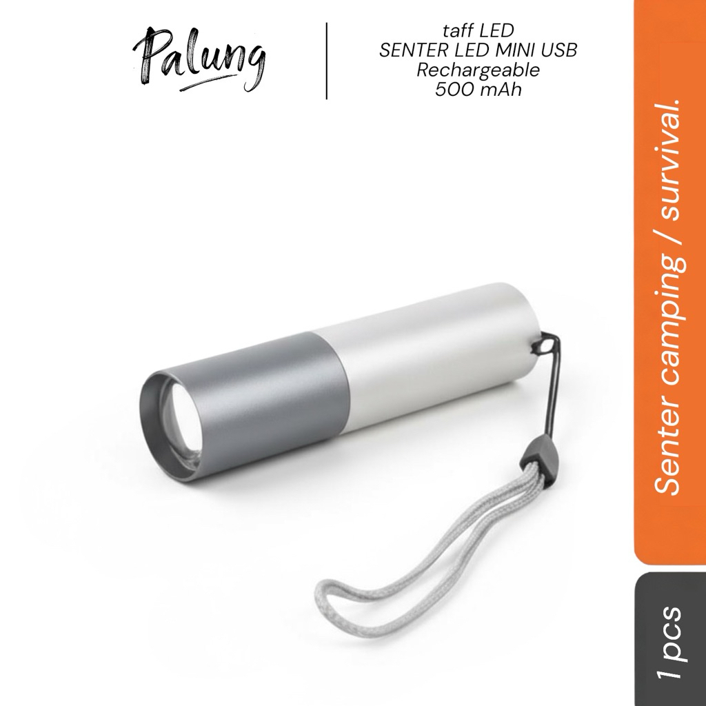 Senter LED Mini Flashlight USB Rechargeable Aluminium / senter mendaki / senter gunung