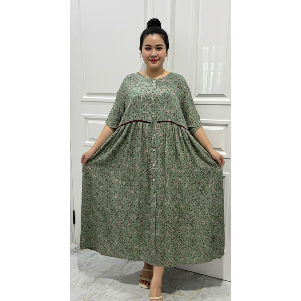 muat BB 70-140kg warna matcha daster viral Daster jumbo Full kancing  LD 130/140/150 Daster jumbo ba